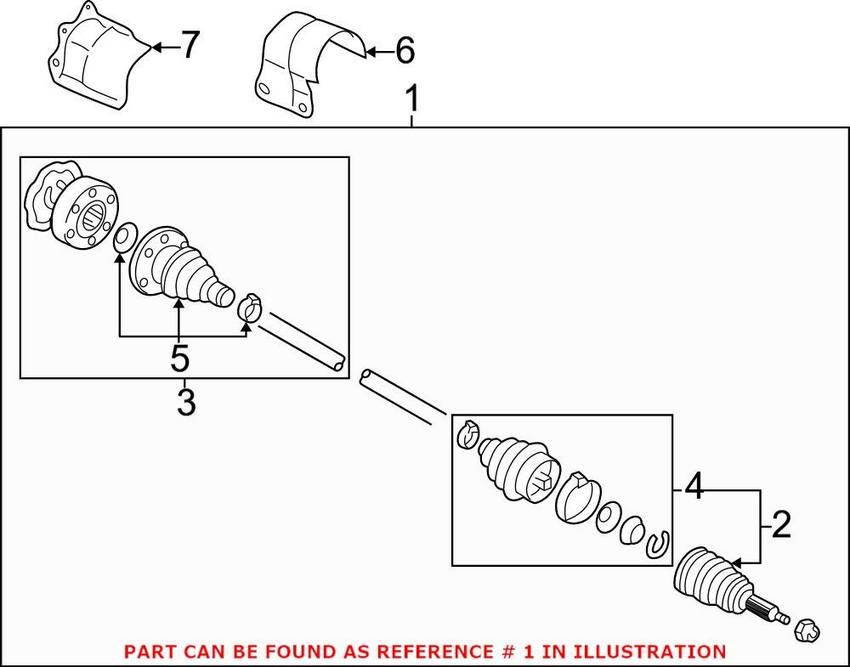 Axle Assembly - Front Passenger Side (Auto Trans) (New)